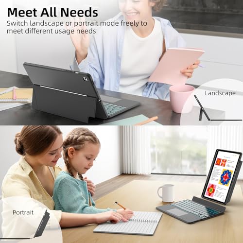 Image of JUQITECH Trackpad Keyboard Case for Samsung Galaxy Tab S6 Lite 10.4 inch 2024 /2022 /2020, Tablet Soft Kickstand Cover Case with Magnetic Wireless Backlit Touchpad Keyboard SM-P620 /P625 /P610 /P613 /P615 /P619