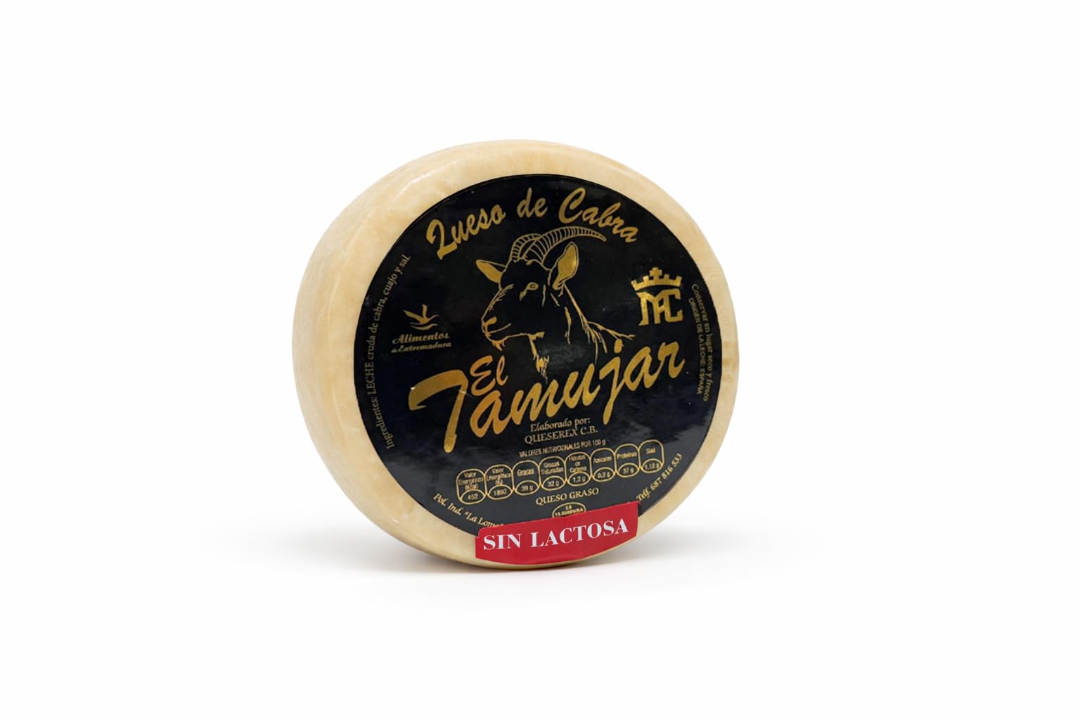 El Tamujar Queso de Cabra Artesano Extremeño 700 g Aprox. – Leche Cruda – Curado – Pasta Semiblanda – Sabor Intenso y Persistente – Sin Lactosa