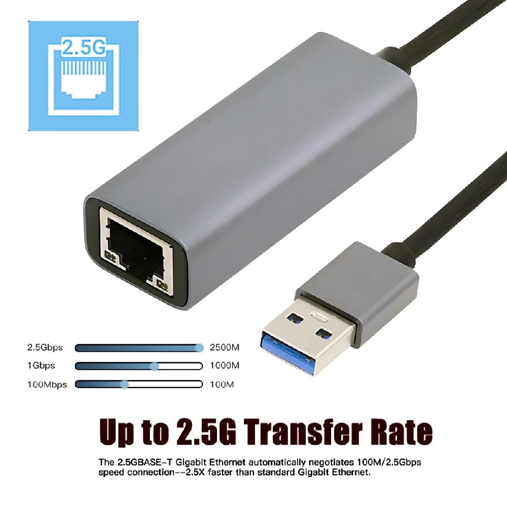 cablecc Cavo adattatore RJ45 2.5Gbps 2500Mbps a USB 3.0 GBE 1000Mbps Gigabit Ethernet LAN cavo adattatore per scheda madre desktop