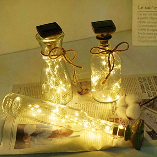 Luces De Hadas Para Botellas Solar 20 LED Decoración Versátil Para Frascos De Vino Manualidades Y Más Ideal Para Interiores Y Exteriores Con Carga Solar Y Cable Flexible