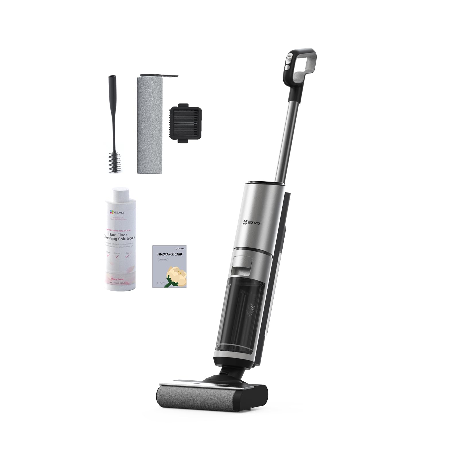 EZVIZ Aspirador Escoba sin Cable en Seco y Húmedo Inalámbrico,Fregasuelos Fregona Potente,Agua Electrolizada,Autolimpieza,Antibacterias y Antiolor,RH2