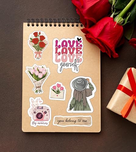 Image of LERITO Vintage Vinyl Stickers Pack, 50 Pieces, Waterproof Self Adhesive Decals for Laptop, Journal, Guitar, Mobile Phone, Multicolor