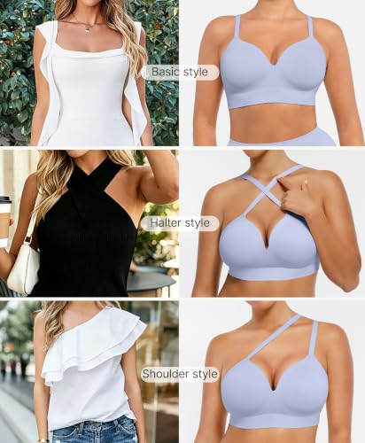 Image of FeelinGirl Wireless Supportive Bra for Women, Seamless Comfort Bralettes No Underwire Full Coverage Everyday Bras