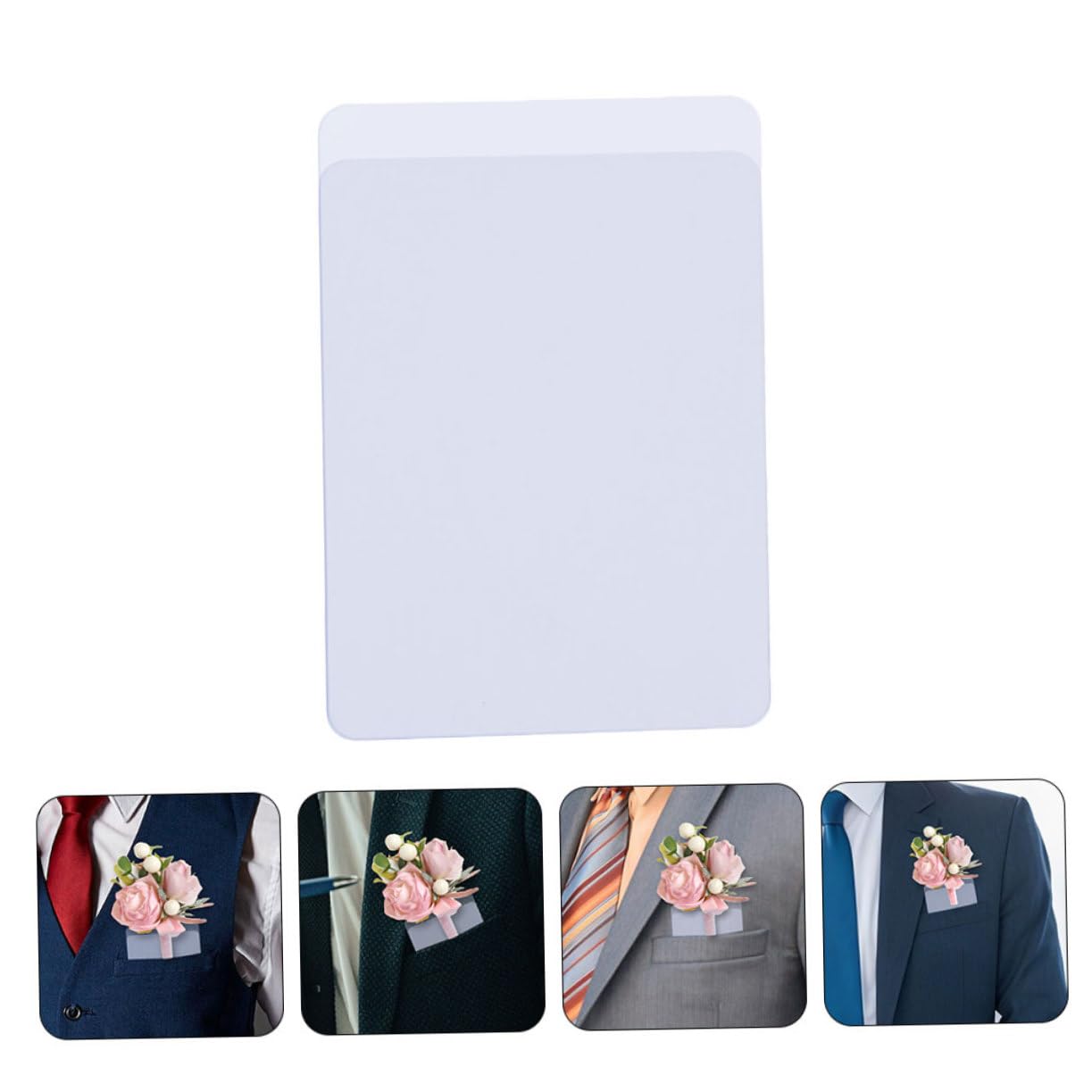 100 Stück Transparente Boutonnière Halter aus Pvc für Anzug und Sakko | Knopflochhalter aus Kunststoff, Quadratische Form, Wiederverwendbar und Wasserfest, für Blumen und Einstecktuch