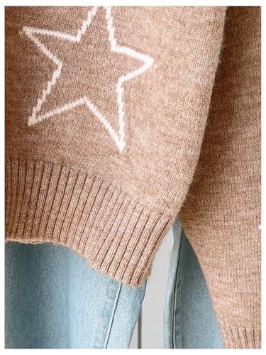 Image of RoseSeek Girl's Bow Graphic Sweaters Crewneck Long Sleeve Knit Pullover Tops Drop Shoulder Knitwear