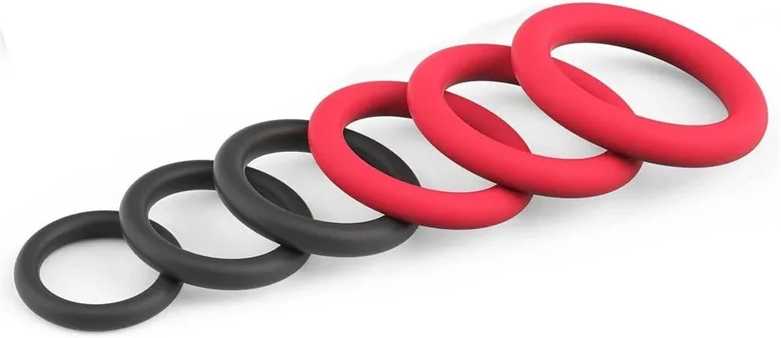 Couples Silicone Cock Penis Rings with Enlargers Erection Enhancing Ultra Soft Long Lasting Strechy Adult Sex Toys for Men(Black-red Circle)