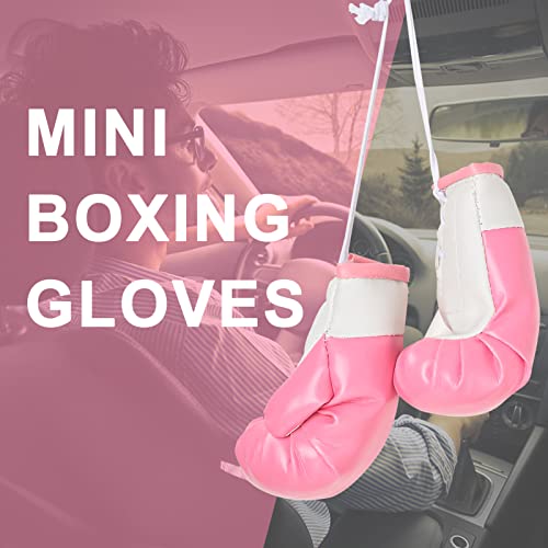 Offwego Mini Boxing Gloves For Car Mirror Hanging Miniature Punching Boxing Gloves Pendant Home Christmas Ornament Cute Small Pink Boxing Gloves Accessories For Boxing Party Theme Decorations Toys #TOP3