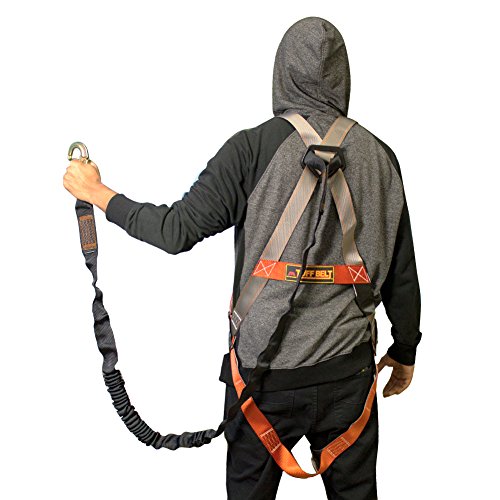 Image of Roof Construction Fall Protection Full Body Industrial Safety Harness Internal Shock Absorbing 6FT Lanyard Kit Size M-XXL