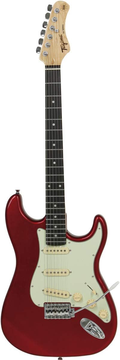 Guitarra elétrica Tagima TG-500 na cor Candy Apple Red, corpo Stratocaster, três captadores single coil
