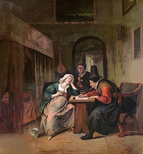 Tableau Toile Jan Havickszoon Steen Le Patient et le Médecin Affiche Décorative Murale 60x90cm