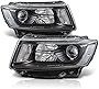 M-AUTO Black Housing Clear Corner Projector Headlights Assembly w/ Halogen Bulbs Compatible with 2014 2015 2016 Jeep Grand Cherokee Pre Facelift, OE Style Left&Right Headlamps
