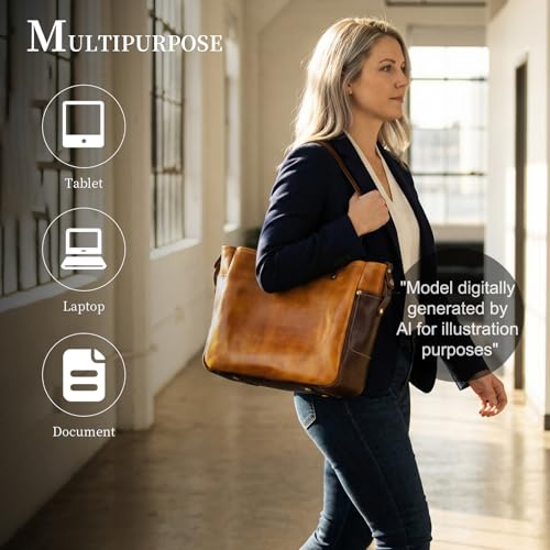 Bolso Tote de cuero para mujer, artesanal, vintage miniatura 7