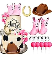 JeVenis 14 PCs Cowgirl Cake Topper Western Cake Decorations Cowgirl Baby Shower Cowboy Hat Birthd...