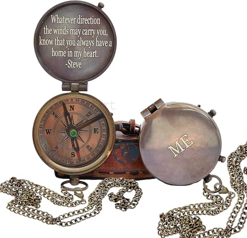 Brújula personalizada grabada de latón artesanal miniatura 6