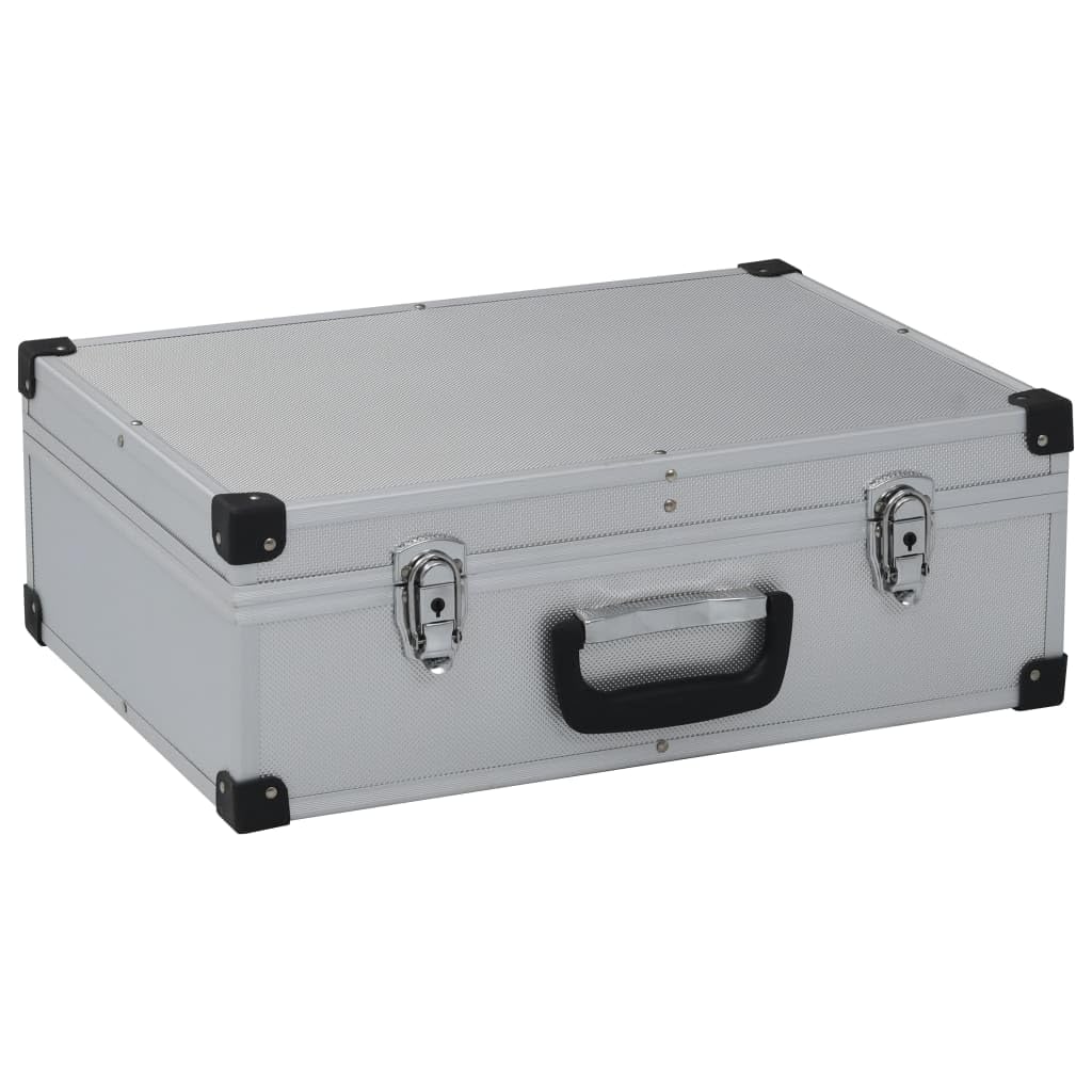 vidaXL Valigetta per Attrezzi Resistente Durevole Organizzata con Vani Scomparti Sicura Spaziosa Cassetta Scatola 46x33x16cm Argento in Alluminio