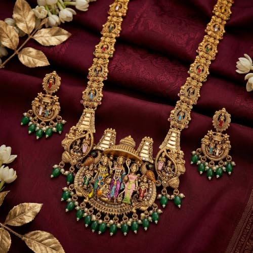 Image of Shining Diva Fashion Stylish Fancy Pearl Choker Traditional Jewellery Set for Women | Temple Necklace Set | Festive Wedding Party Necklace | 22k Gold Plated | Just Like Original Gold Jewellery
