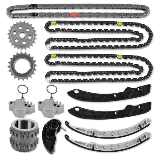 Timing Chain Kit for Land Rover LR4 Range Rover Sport, 2010-2015 5.0L V8, 2010-2013 3.0L V6, Replaces OEM LR032048 LR034171, Includes Guides Tensioners Balance Shaft Gear