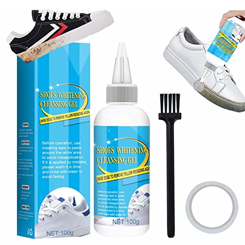 Shoes Whitening Cleansing Gel Shoe Stain Remover, 1/2/3Pcs Shoes Whitening Cleansing Gel a Making Tape Free, White Shoe Cleaner, with Brush, 100ml (1PCS)