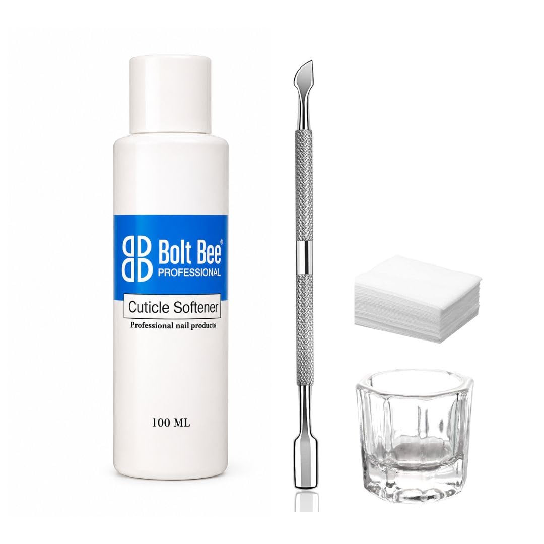 Bolt Bee Acrylic Remover Set with Dependish Glass, Cuticle Pusher and Tissue, Gel Nail Polish Remover, Quick and Easy Removal for Nail Art and Salon Professionals (Cuticle Softner)-picture-18