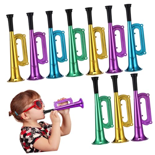 CORHAD 10piezas Trompeta De Juguete Para Bocina De Plástico Colorida Accesorios Para Animar Fiestas Para Eventos Deportivos