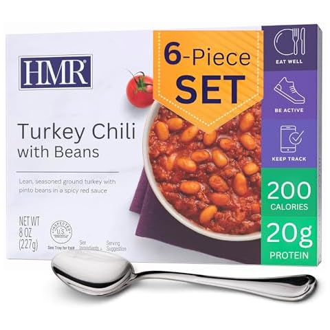 HMR Turkey Chili with Beans Entrée | Pre-packaged Lunch or Dinner to Support Weight Loss | Ready to Eat | 20g of Protein | Low Calorie Food | 8oz Serving per Meal | Pack of 6 Cover