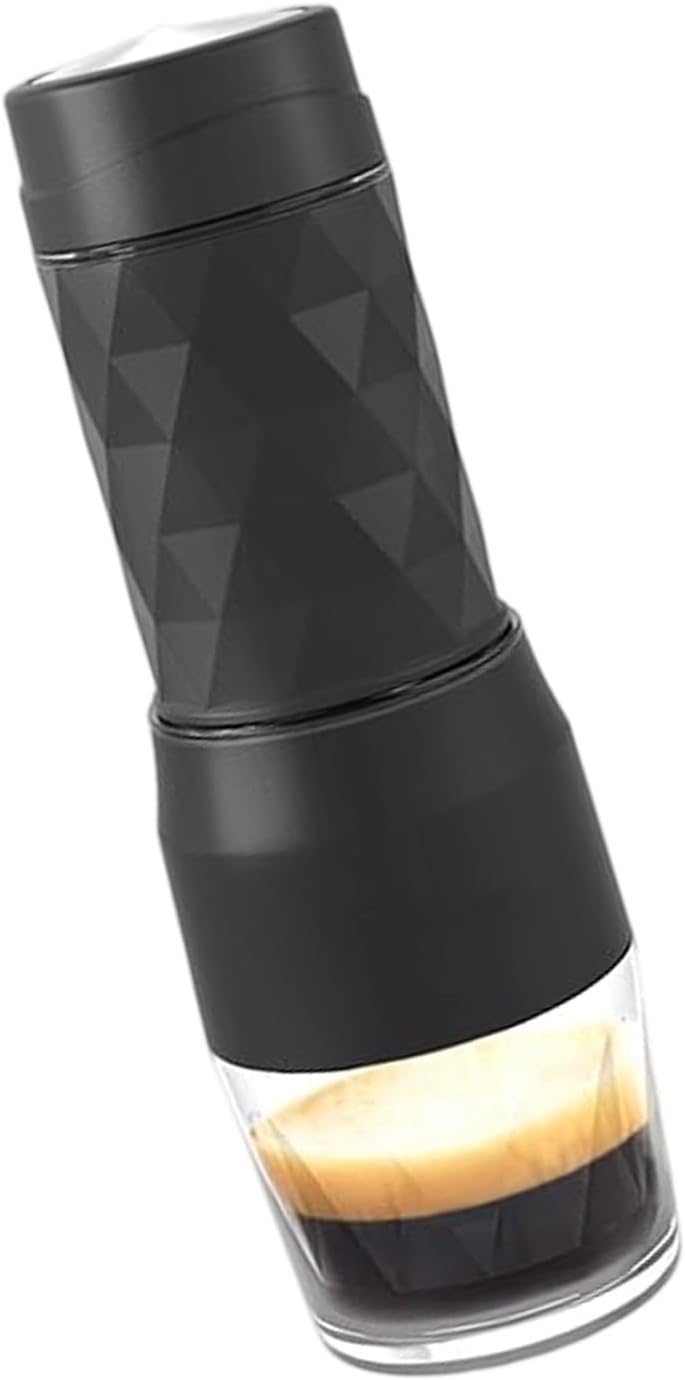 Compact Manual Coffee Maker for Outdoor Thin Transportable Coffee Plunger Machine with Constructed in Milk Frother and 1