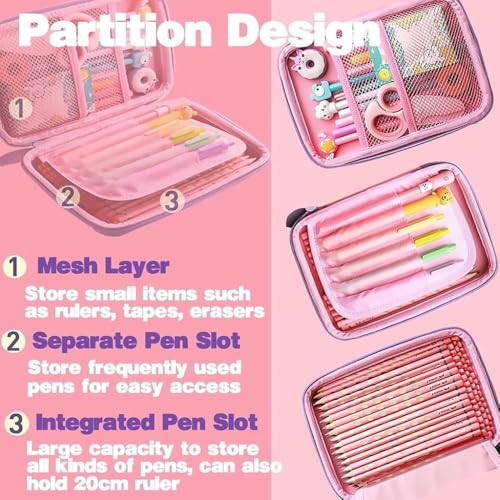 Image of KHODIYAR Enterprise Premium Eva 3D Cover Large Capacity Pencil Case Compartments, School Pouch Stylish Pen Holder (Pink Unicorn)