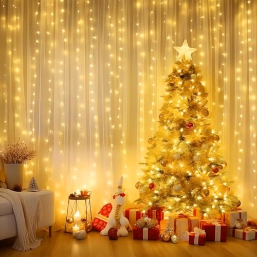sukaudiz Guirlande Lumineuse, Rideau Lumineux de Noël 3M x 3M-300 LED, 8 Modes de Gradation, Étanchéité IP65, Fonction Minuterie, Convient pour la Décoration de Noël, les Mariages et les Fêtes – vue 7