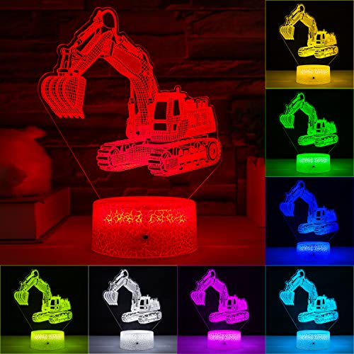 Kids Night Lights For Bedroom Excavator For Kids Lamp Boys Room Decor Lights With Remote & Smart Touch 16 Colors Dimmable Lamp Excavator For Boys Girls 4-9 Year Old Christmas Birthday Gifts #TOP4