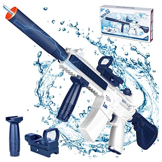 Electric Water Guns M4, Automatic Squirt Guns for Kids 12 Ages Over, Powerful Water Gun up to 32FT, Water Pistol Summer Toy for Outdoor Pool Water Fighting, Blue