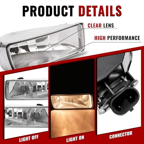 51w Ruct7YL. SL500  - HECASA Fog Light Pair Compatible with 2006-2010 Ford Explorer/Explorer Sport Trac Halogen Fog Lamp w/Bulbs Replacement for FO2594100 FO2595100 6L2Z15201AA 6L2Z15200AA Clear Lens Left & Right