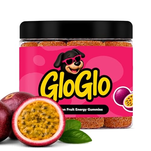 Image of GloGlo Dextrose Energy Chews | Glucose Gummies for Running, Cycling & Endurance | Fast Glucose Gel Packs Alternative for Long Runs & Rides | Running Gummies Built for Athletes | Vegan, Gluten Free | Passionfruit | 25 Gummies Jar