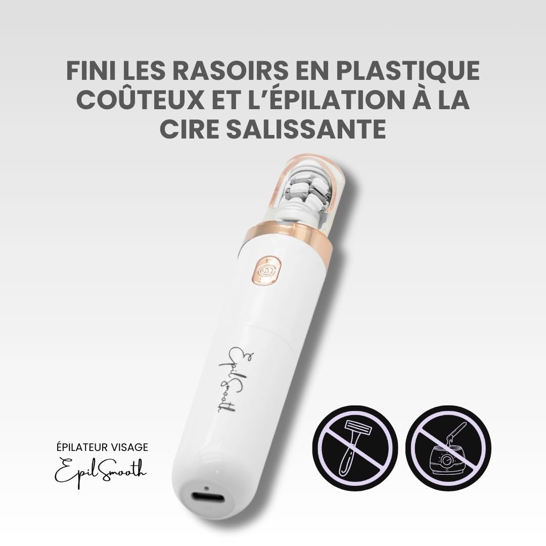 Xandora EpilSmooth⎪Épilateur visage Épilateur visage 2 en 1 USB rechargeable avec lumière LED intégrée pour épilation précise des sourcils, lèvres et zones sensibles, léger et portable