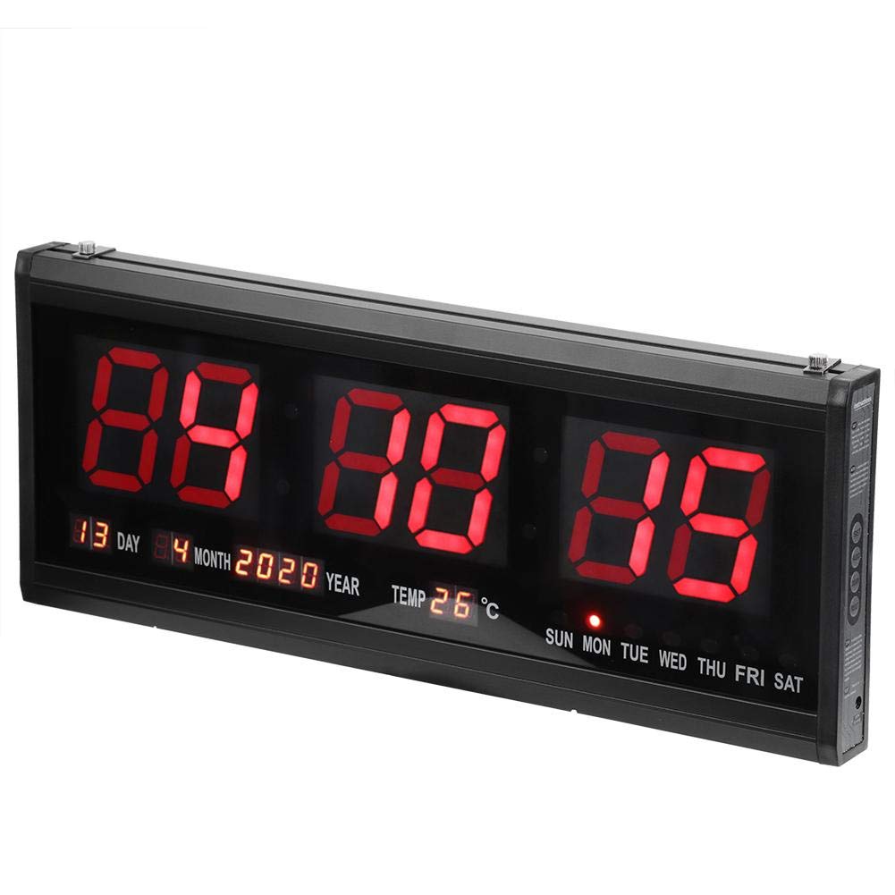 Ixydor 16,5 inch zwarte grote digitale wandklok voor woonkamer