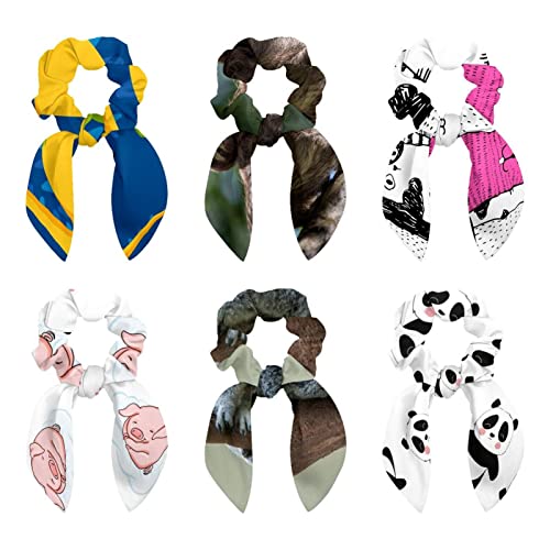 Lot de 6 chouchous pour cheveux avec nœuds élégants pour femmes et filles