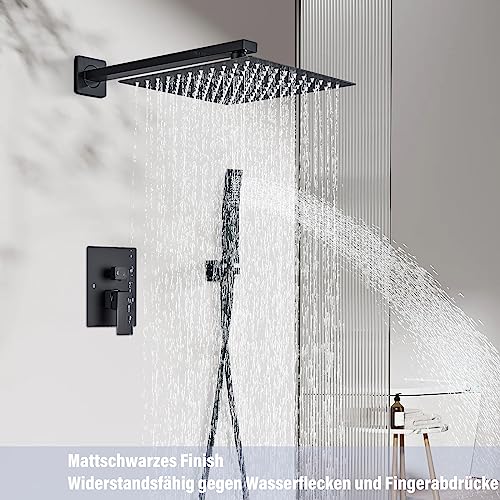 Hevenaov Rubinetto da doccia da incasso, nero, set...
