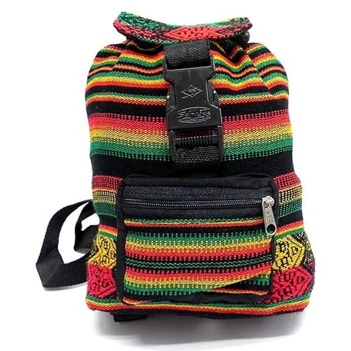 Mia Jewel Shop - Mini mochila feminina | Mochila masculina leve com estampa tribal peruana listrada com cordão | Mochilas para o dia a dia | Acessórios de bolsa boho feitos à mão, Multicolorido., Mini