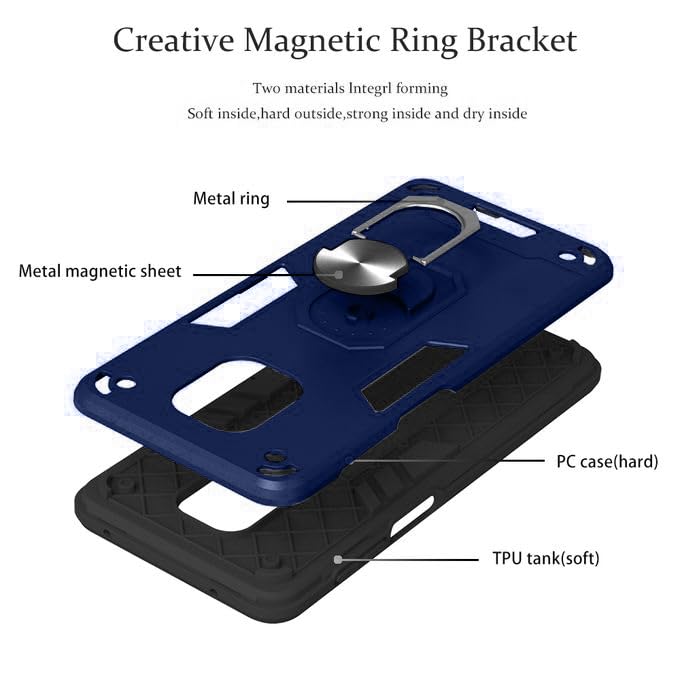 Image of amazon basics Kickstand Mobile Cover (360 Rotating Ring Holder) for Mi Redmi Note 9 Pro /Note 9 Pro Max /Poco M2 Pro (Blue)