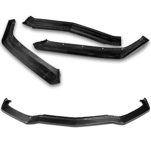 Eparts Carbon Fiber 3Pcs 5Vm-Style Front Bumper Lip Splitter Body Kit Trim Protection Compatible With 2020 2021 2022 2023 Chevrolet Corvette C8 #TOP11