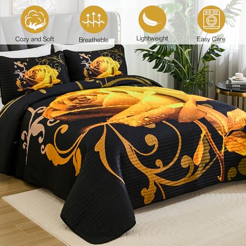 Save on Xruibed King Size Rose Floral Quilt Set - Lightweight & All Season - Image 2