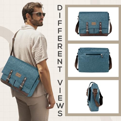 Image of Storite Laptop Messenger Bag for Men & Women - Water-Resistant Office Shoulder Bag with Multiple Pockets, Adjustable Strap & Leatherette Detailing (26 x 7.5 x 34 cm)