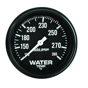 Auto Meter 2313 Autogage Water Temperature Gauge Black dial/Black bezel, 2 5/8″