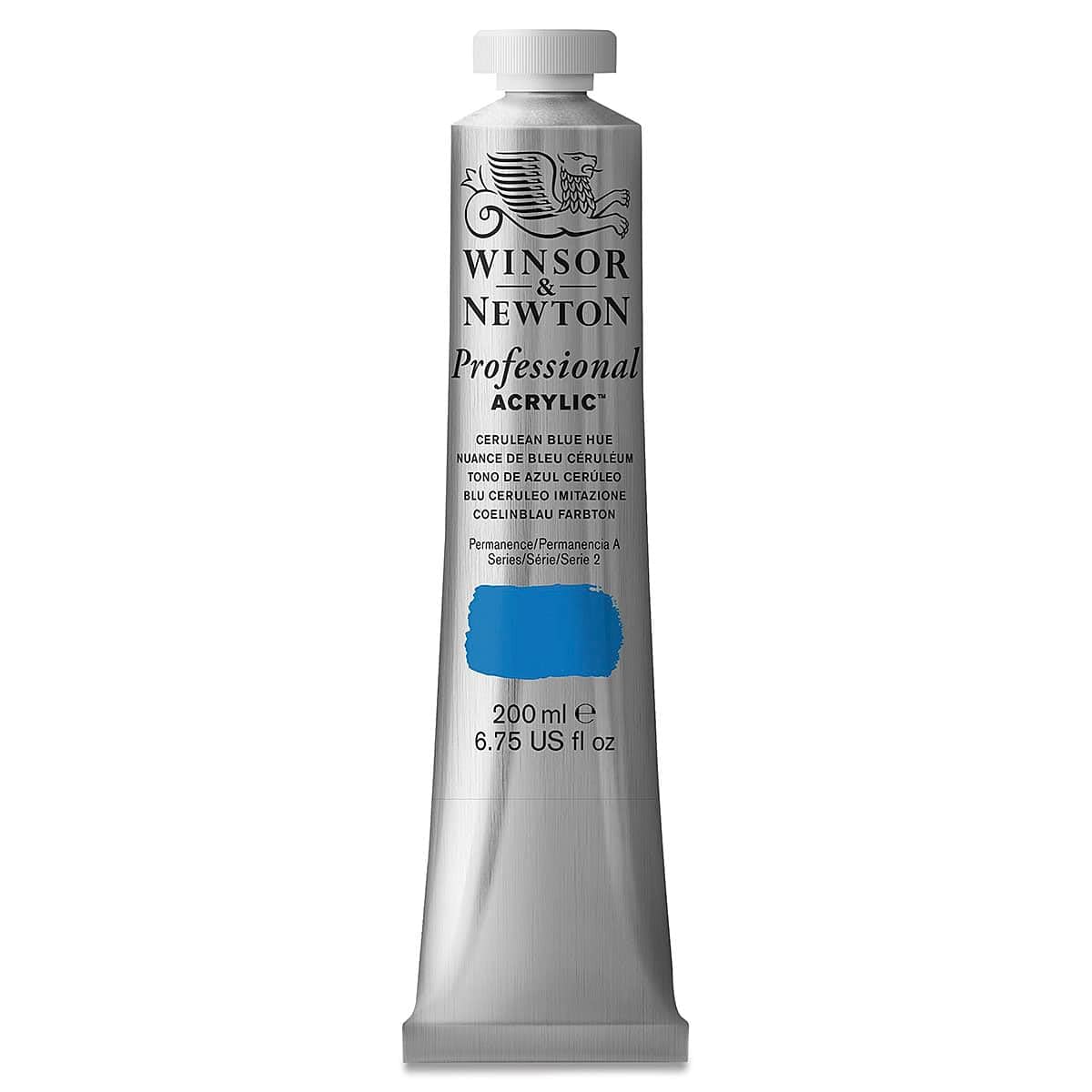 Winsor & Newton 2337139 Professional Acrylfarbe in Künstlerqualität, hohe Farbbrillanz & Deckkraft, Archivqualität, 200ml Tube - Cölinblau Farbton
