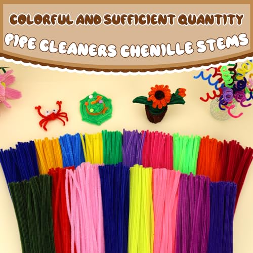 Image of Hssugi 100PCS Pipe Cleaners, Cream Brown Chenille Stems Craft Supplies | Pipe Cleaners Craft Supplies, Pipe Cleaners Bulk Fuzzy Sticks for DIY Art and Craft Projects Home Decoration