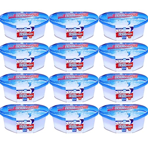 IAMI Deshumidificadores de 500 ml – Pack 12 Absorbentes de Humedad Interior - Sin Fragancia - Elimina la Condensación y la Humedad de Armarios, Baños, Cocinas, Dormitorios, Caravanas, Garajes y más