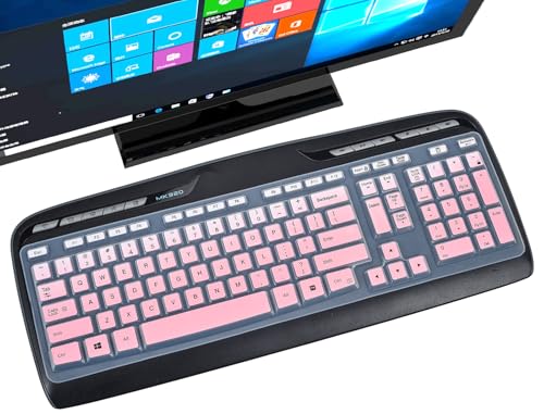 Image of Keyboard Cover for MK320 MK330 K330 Wireless Desktop Keyboard, MK320-YR002 /Y-R0009 Keyboard Skin Accessories-Gradual Pink