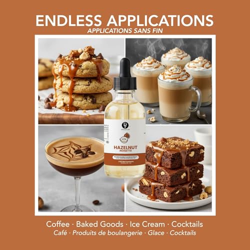 Image of Dolce Flav Natural Hazelnut Extract - 2 Ounce Water-Soluble Kosher, Sugar-Free, Premium Coffee & Baking Flavoring for Lattes, Biscotti & Frosting, Includes Measured Dropper