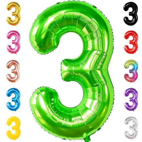 Image of KatchOn Light Green Number 3 Balloon 40 Inch