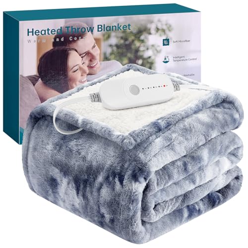 HYLEORY Electric Heated Throw Blanket 50''x60'' - Soft Thick Faux Fur Heating Blanket with 5 Heat...