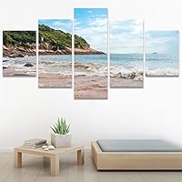 SIGNWIN 5 Panel Canvas Wall Art Modern Art Beach Coastal Multicolor Photography Relax/Calm Romantics for Home Decorations Ready to Hang - 60